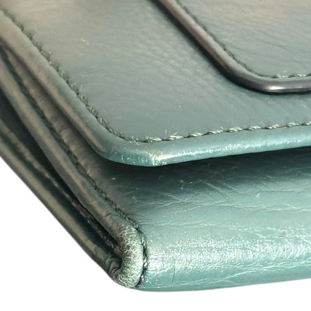 MARC JACOBS Recruit Continental Tri-fold Green Leather Wallet